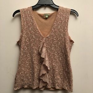 Top in Lace Mesh Cream & Tan Blouse Fit a M or L